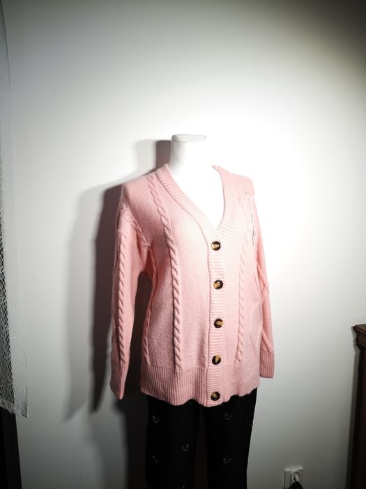 Nowy sweter zapinany  jasny róż new collection roz 3xl-4xl