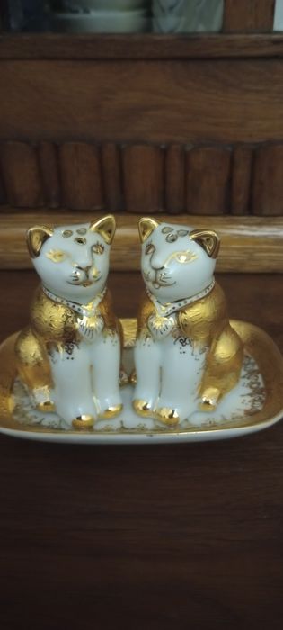 Przyprawniki porcelana pozłacana 24k
