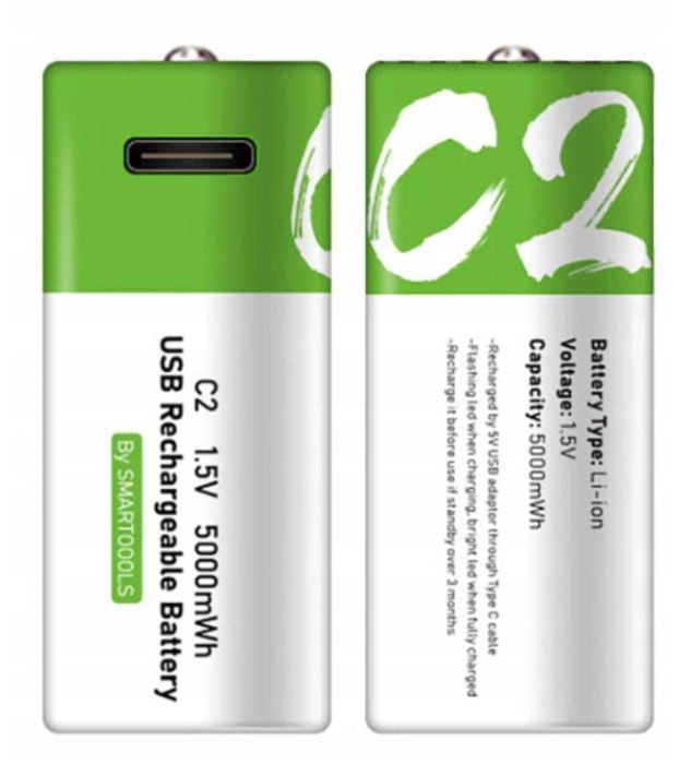 Baterie akumulatorki USB-C R14 4 szt. wielokrotnego użytku