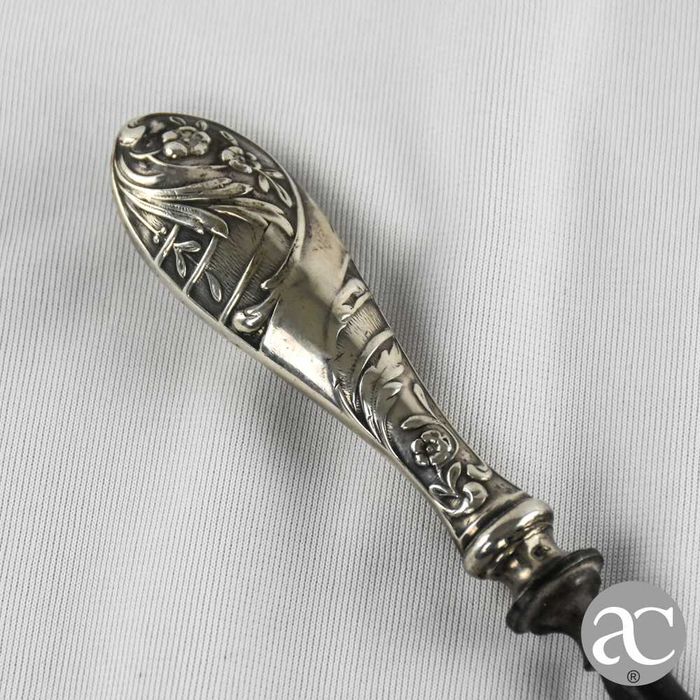 Gancho para botões / cordões (buttonhook) prata portuguesa, séc. XIX