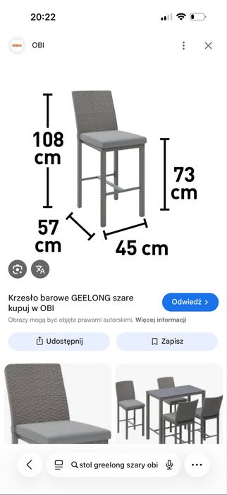 Meble ogrodowe zestaw Greelong szary Obi