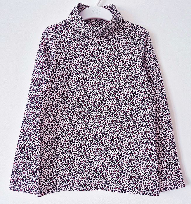 Nowy jasnoróżowy cienki golf w granatowe cętki Lupilu 110/116