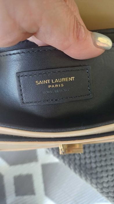 Beżowa skórzana torebka Saint Laurent YSL Solferino Small Satchel