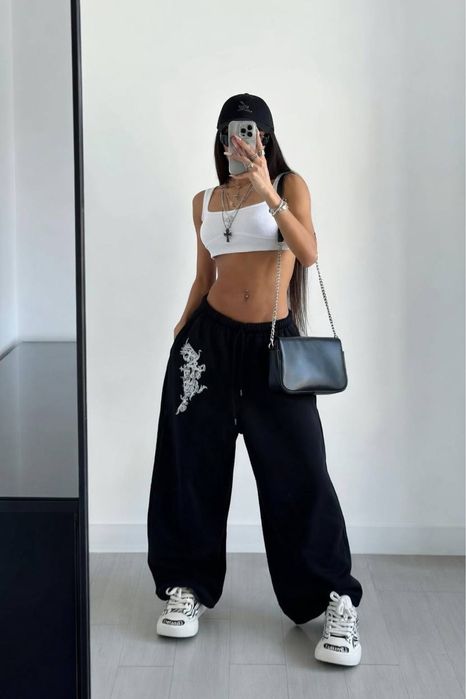 Універсальні оверсайз штани з принтом / Спортивні штани для танців, порогулянок, спорту