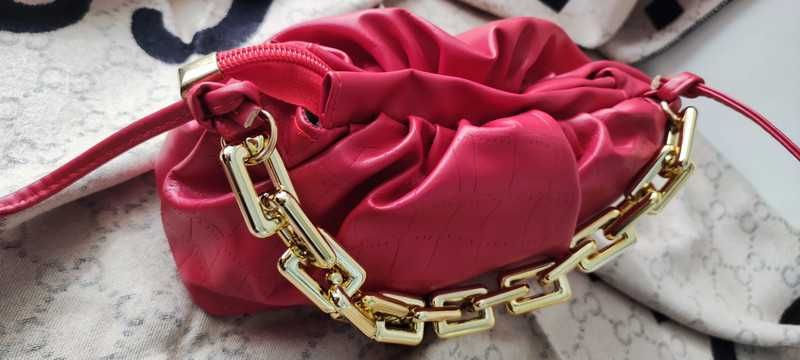 NOWOŚĆ! Piękna czerwona torebka TORBA damska marszczona Prezent Święta