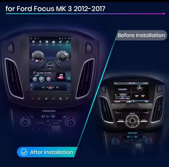 Rádio 9,7" Vertical Android Ford Focus 3 CARPLAY 8core 4G GPS 4/64GB