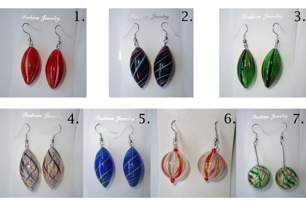 Eleganckie Kolczyki kule łezka owal bomka szkło kolory koraliki błękit