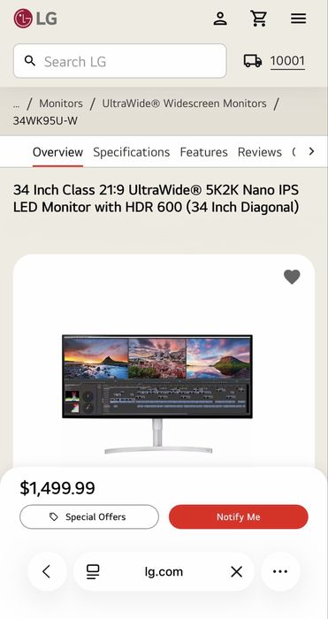 LG UltraWide 34” 5K2K Monitor