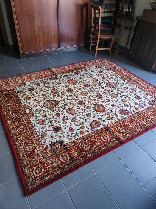 Carpete/Tapete Persa Vermelha com Padrão 200x240 cm