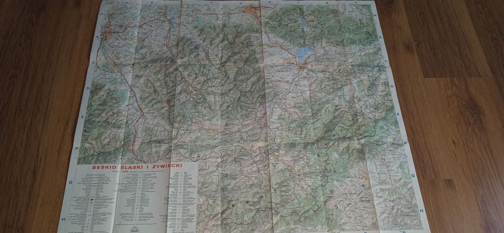 Mapa stara turystyczna Beskid śląski i Żywiecki PRL.