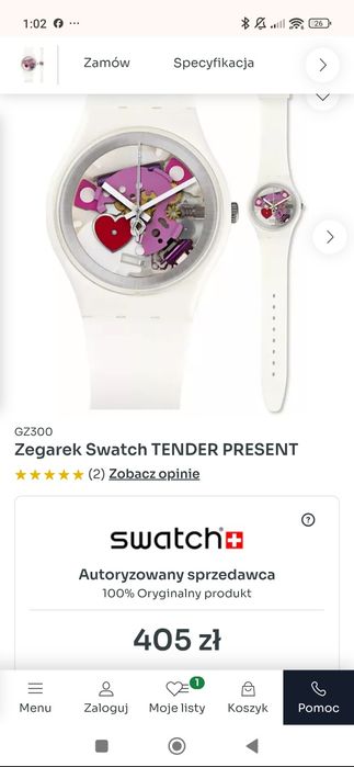 Zegarek damski Swatch Tender Present  stan bdb biały nowa bateria