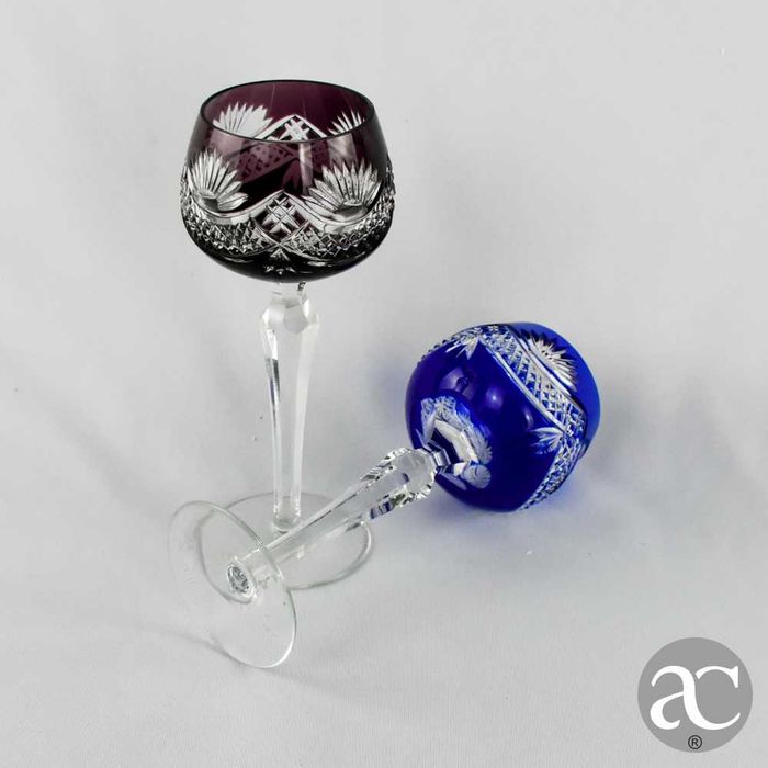 Par de Copos Cristal colorido estilo Saint Lambert