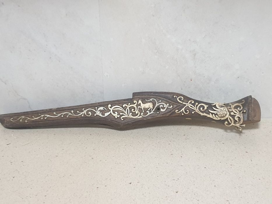 For restoration: fragment of an antique dueling pistol with exquisite inlays