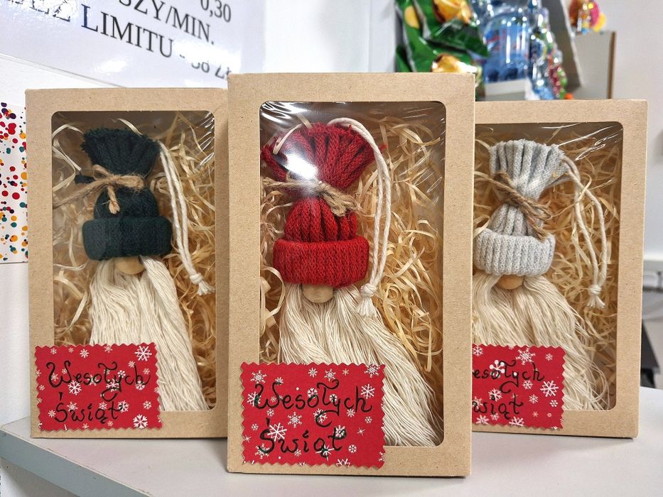 Ozdoba świąteczna mikołaj makrama hand made