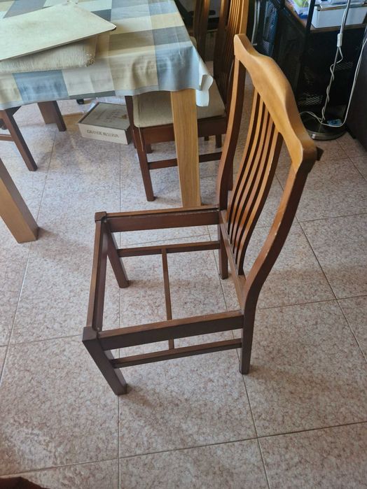 6 cadeira de sala, madeira maciça com tampo