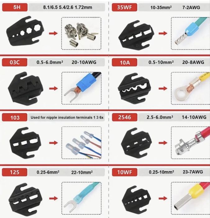 Alicate de carvar terminais professional + 8 matrizes (NOVO)