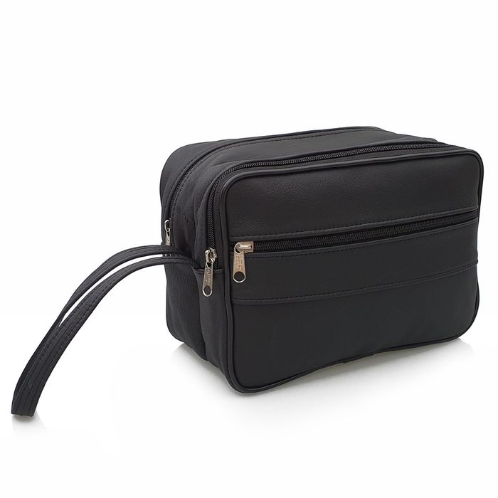 SASZETKA męska skórzana do ręki na dokumenty duża E011 czarna