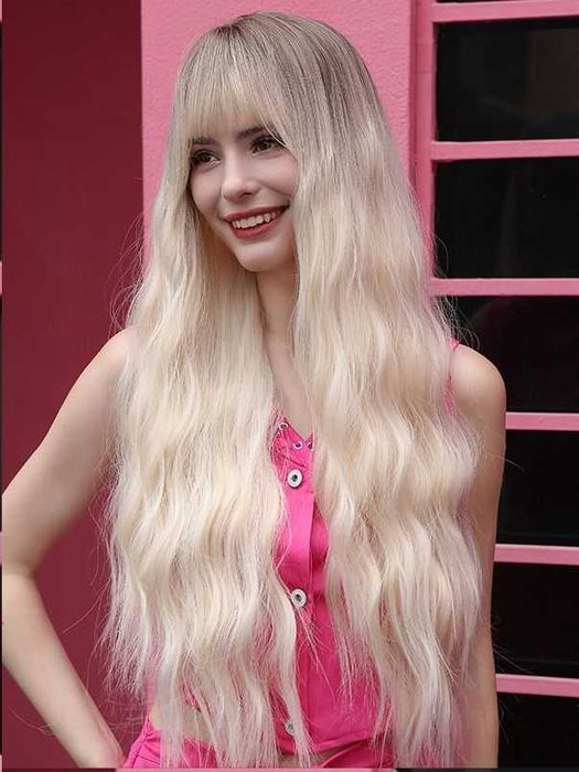Nowa peruka jasny blond mega długie włosy + czepek