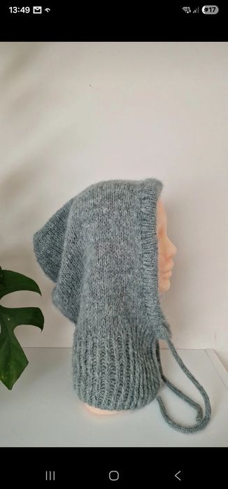 Stylowy Komin,kaptur, balaclava - merino,alpaka, jedwab handmade