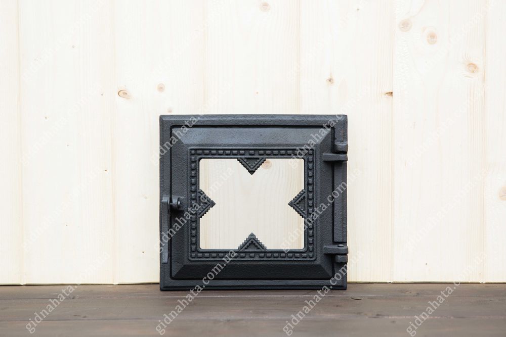 Дверка топочна з склом для печі груби сауни 25х26см Дверца в печку