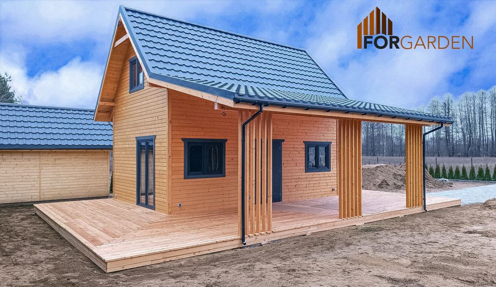 dom drewniany, całoroczny z poddaszem 35m2