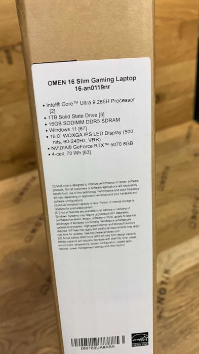 HP Omen Slim 16-an0119nr Ultra 9 285H/16GB/SSD1TB/RTX5070/2K IPS240Hz