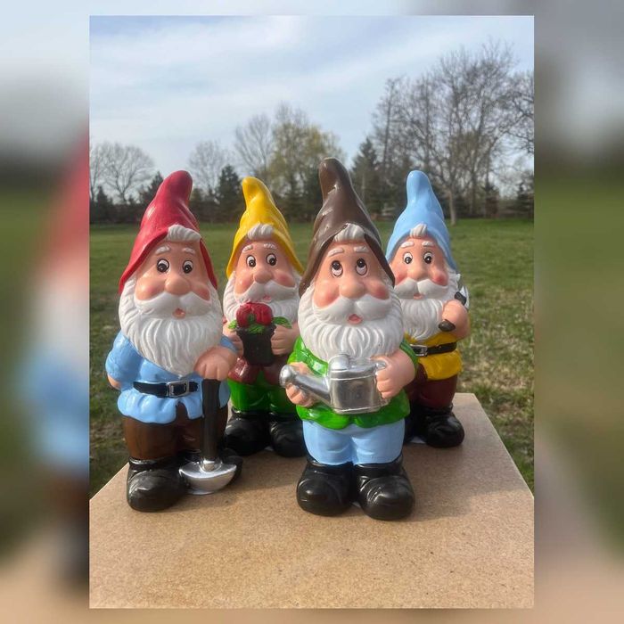 Krasnale ogrodowe figurki 30 cm zestaw 4 szt dekoracja do ogrodu