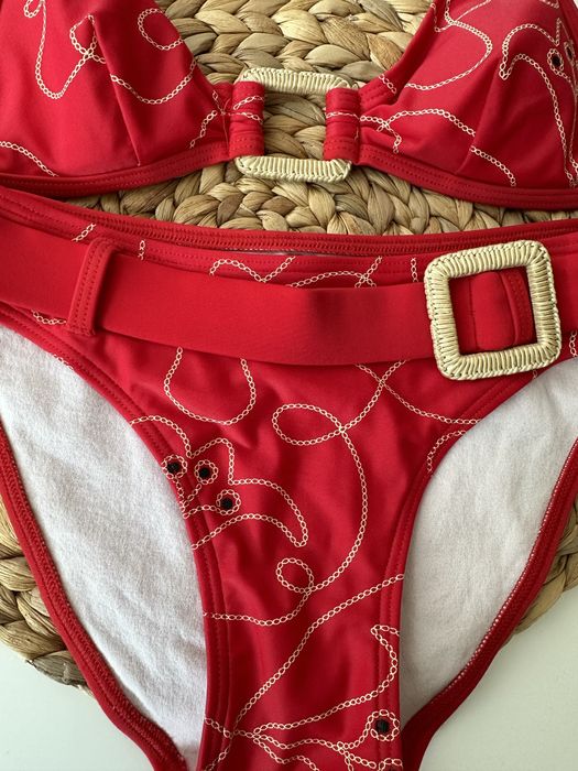 Strój kąpielowy czerwony bikini dwuczęściowe S