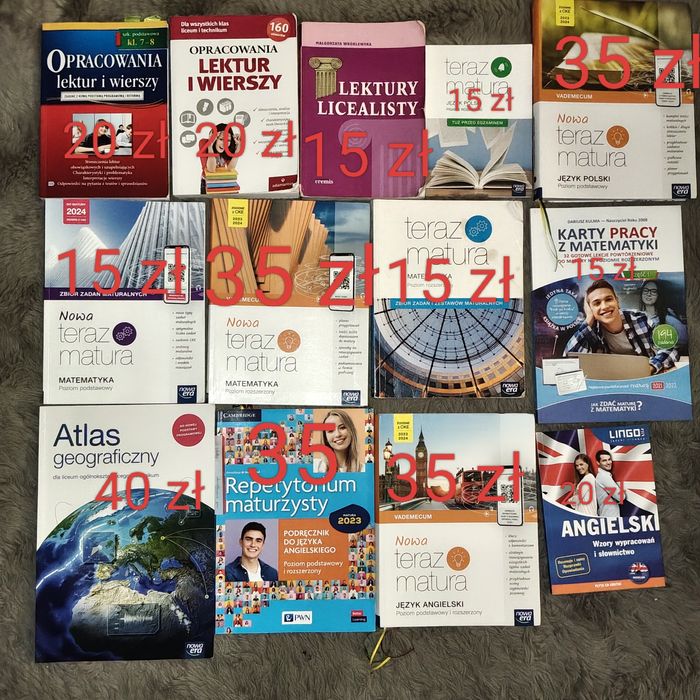 Poznać przeszłość 3, matematyka 4, polski 4 teraz matura