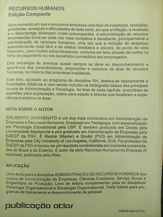 Livro "Recursos Humanos" por Idalberto Chiavenato