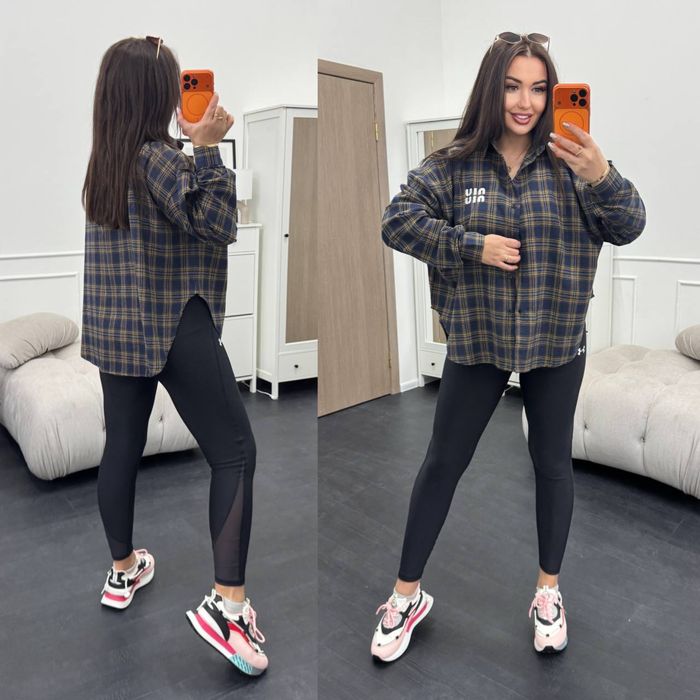 Жіноча стильна сорочка у клітинку