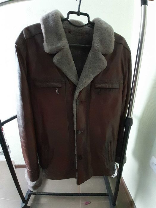 Трендовая кожаная дублёнка турецкого производства р. 48