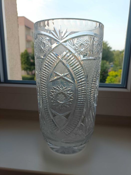 Wazon kryształowy PRL duży wysokość 25 cm