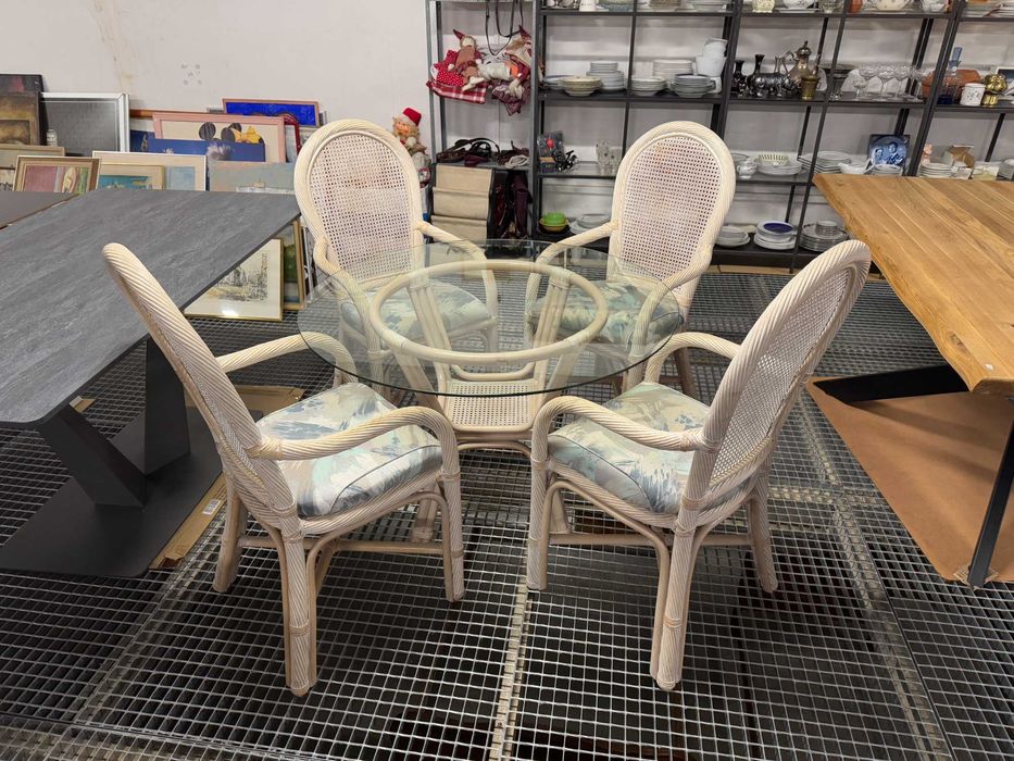 Meble na taras stół okrągły krzesła na ogród meble rattanowe