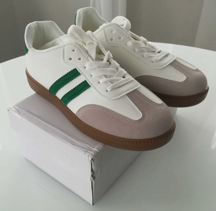 Modne Tenisówki damskie  NOWE biało-zielone r. 36-41