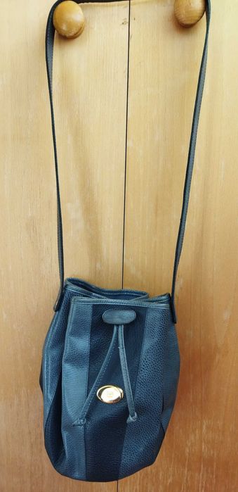 Mala senhora azul/cinza pele genuína