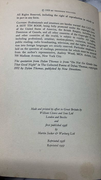 Cat On A Hot Tin Roof - Tennessee williams