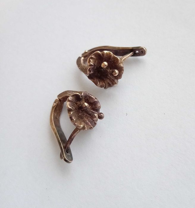 Вінтажні сережки Лілія Срібло позолочене 925 проба. СРСР