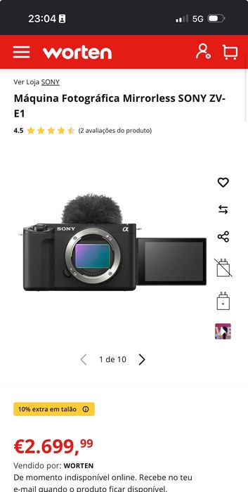 Sony ZV-E1 Full Frame - Excelente Estado
