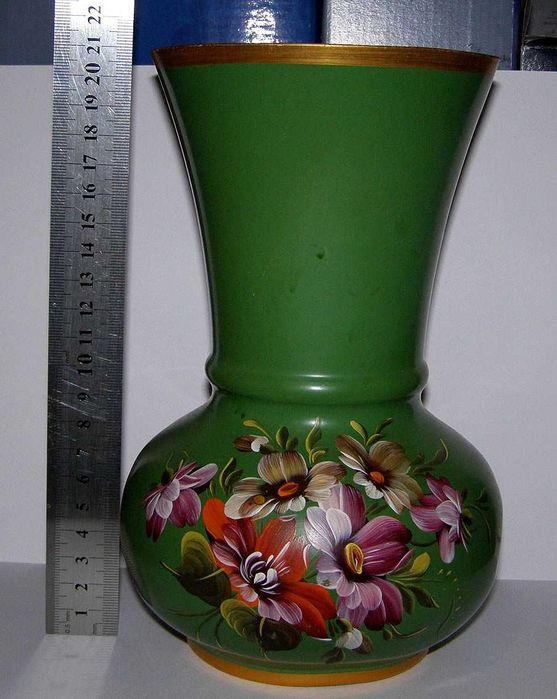 Ваза алюминий, МЗСИ СССР, ручная роспись Вазочка Кобальт синее стекло