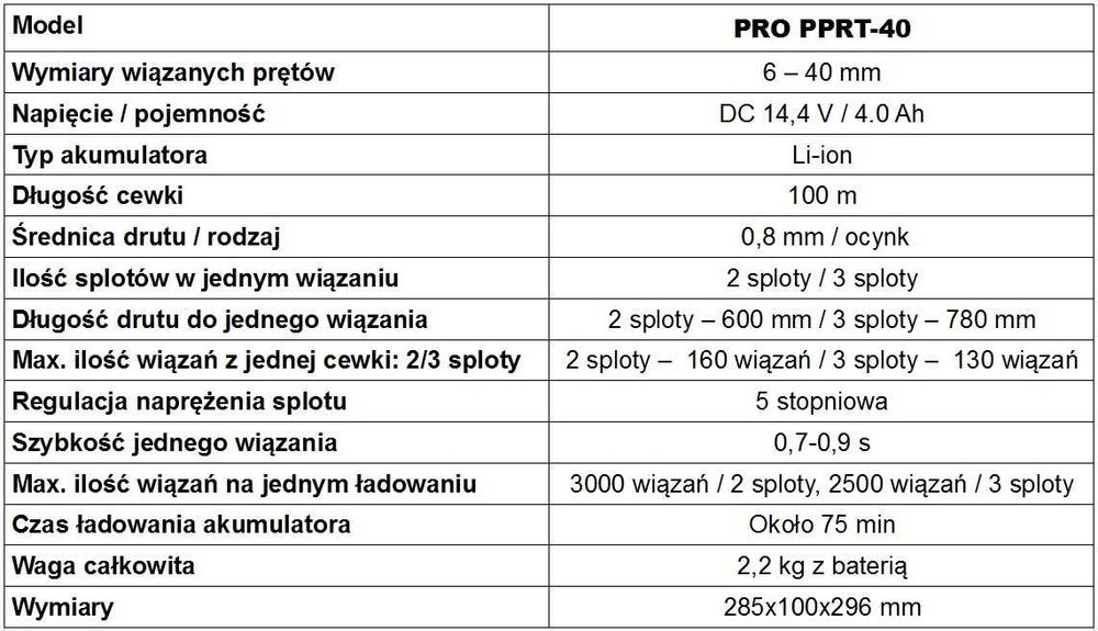 Wiązarka do prętów zbrojeniowych 6-40 mm Promani Dekmet