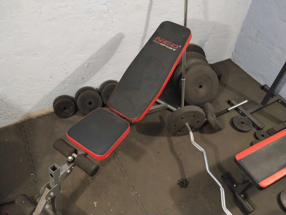 Siłownia domowa, 2 ławeczki, hantle, gryfy. obciążenie bitumiczne!