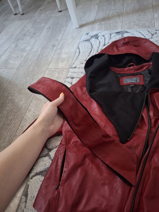 Kurtka damska czerwona skórzana- Marbet