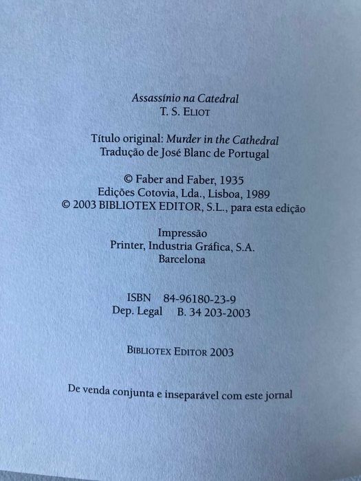 Assassínio na Catedral, de Thomas S. Eliot
