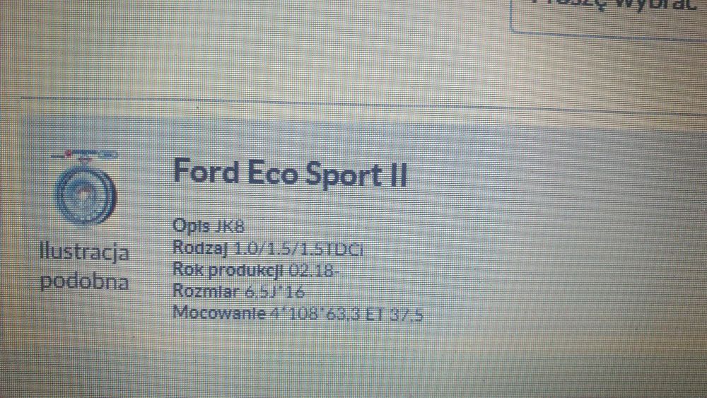 felgi stalowe 16" 4x108 6,5x16 ET 37,5 FORD ECO SPORT II