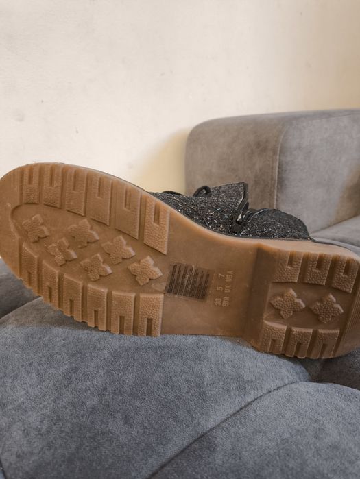 Brokatowe botki damskie oficerki/workery