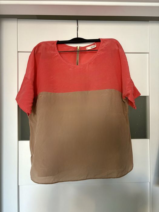 Jedwabna Bluzka celine premium markowa M brazowa rozowa