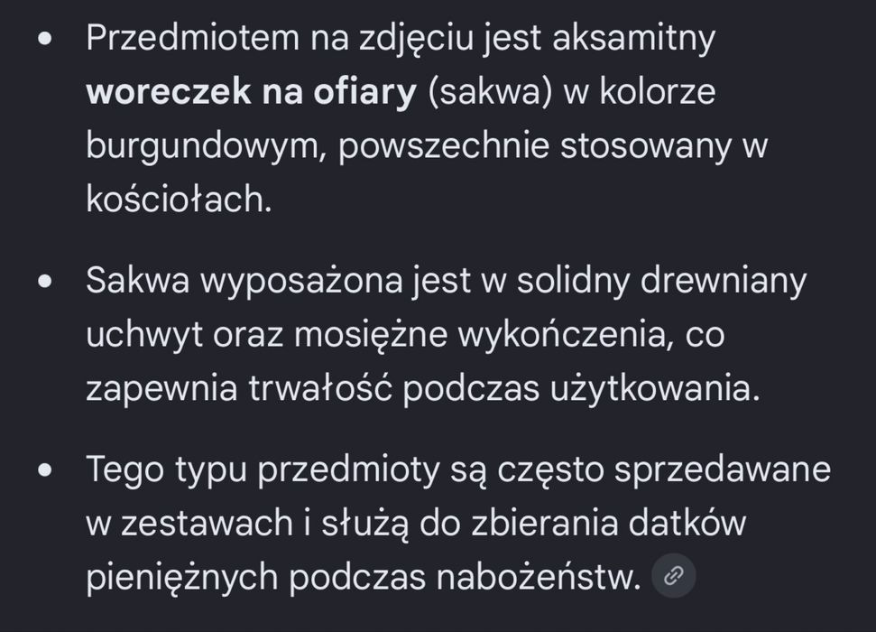 aksamitny woreczek na ofiary (sakwa)