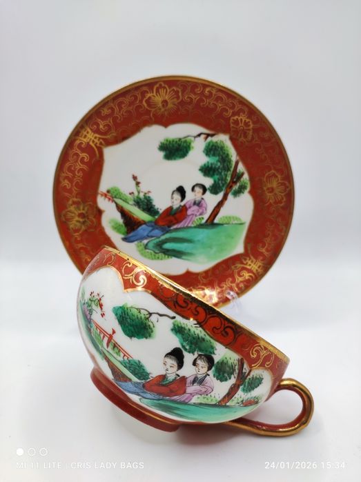 Chávena de chá de porcelana de Casquinha de Macau pintado a mão linda
