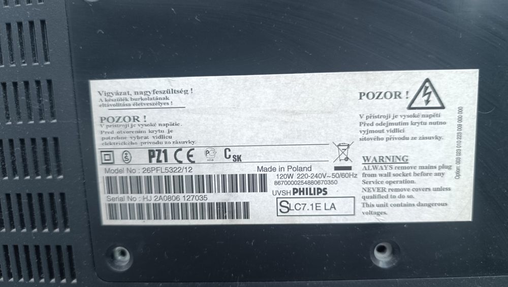 Telewizor płaski panoramiczny 26PFL5322/12